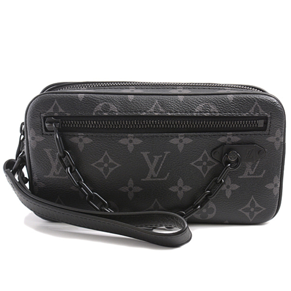 Louis Vuitton Monogram Eclipse Pochette Volga Clutch Bag Black